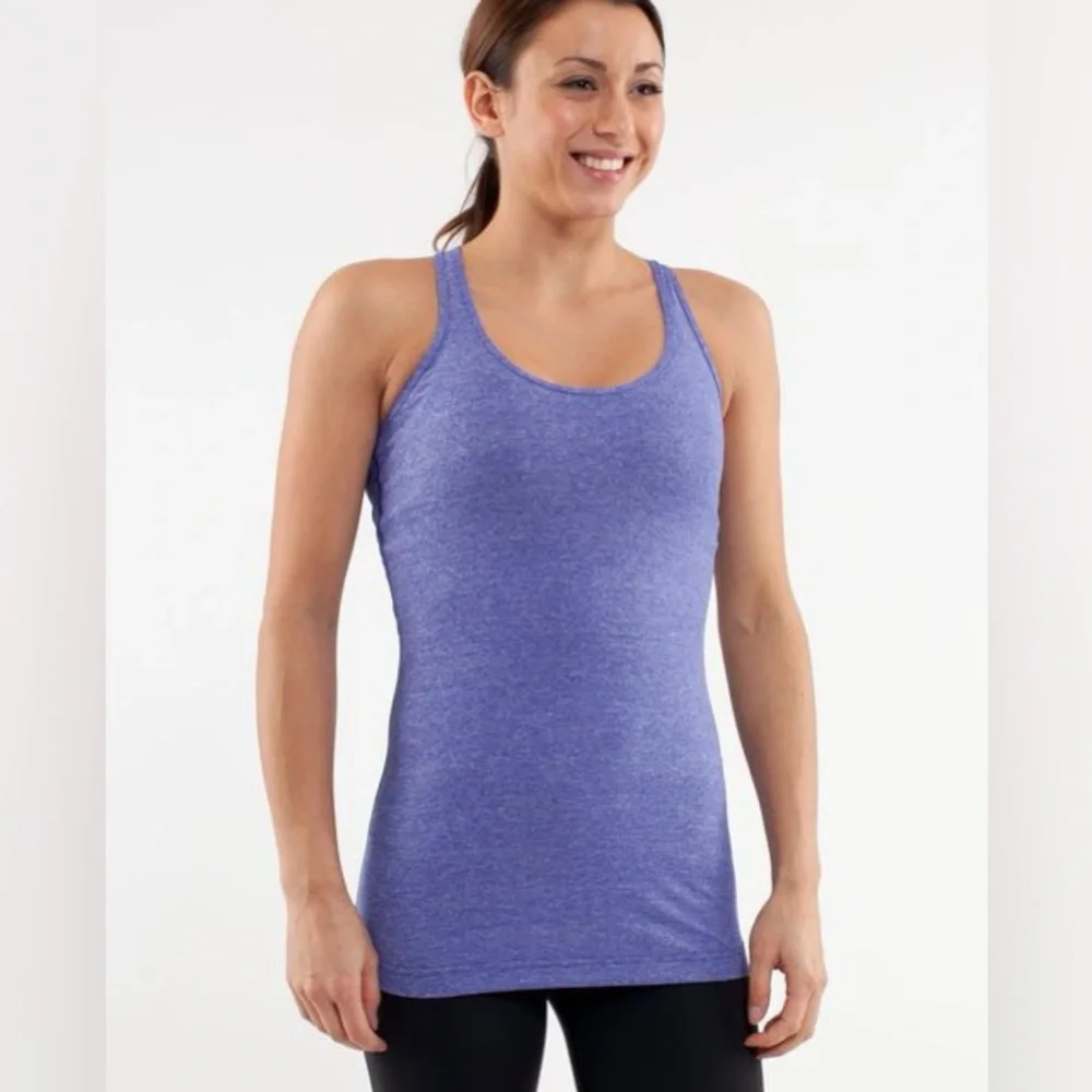 Lululemon CRB Cool Racerback Reversible Tank Heathered Luon Pigment Blue Size 4